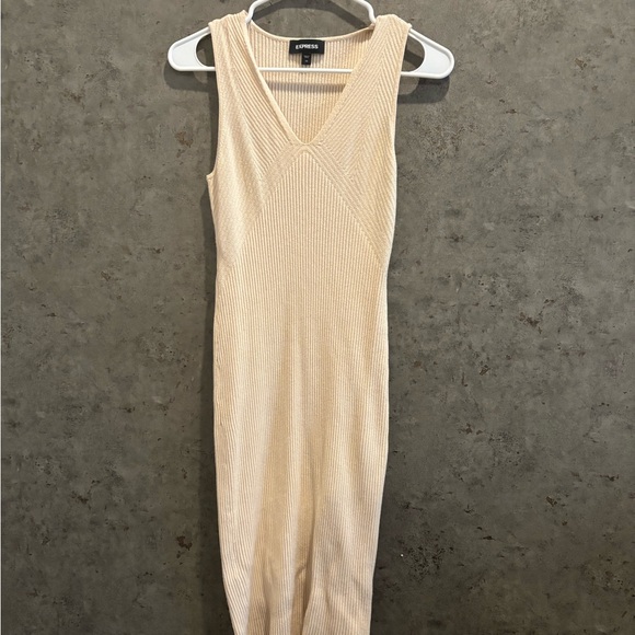 Express Dresses & Skirts - Express Beige Ribbed Midi Dress